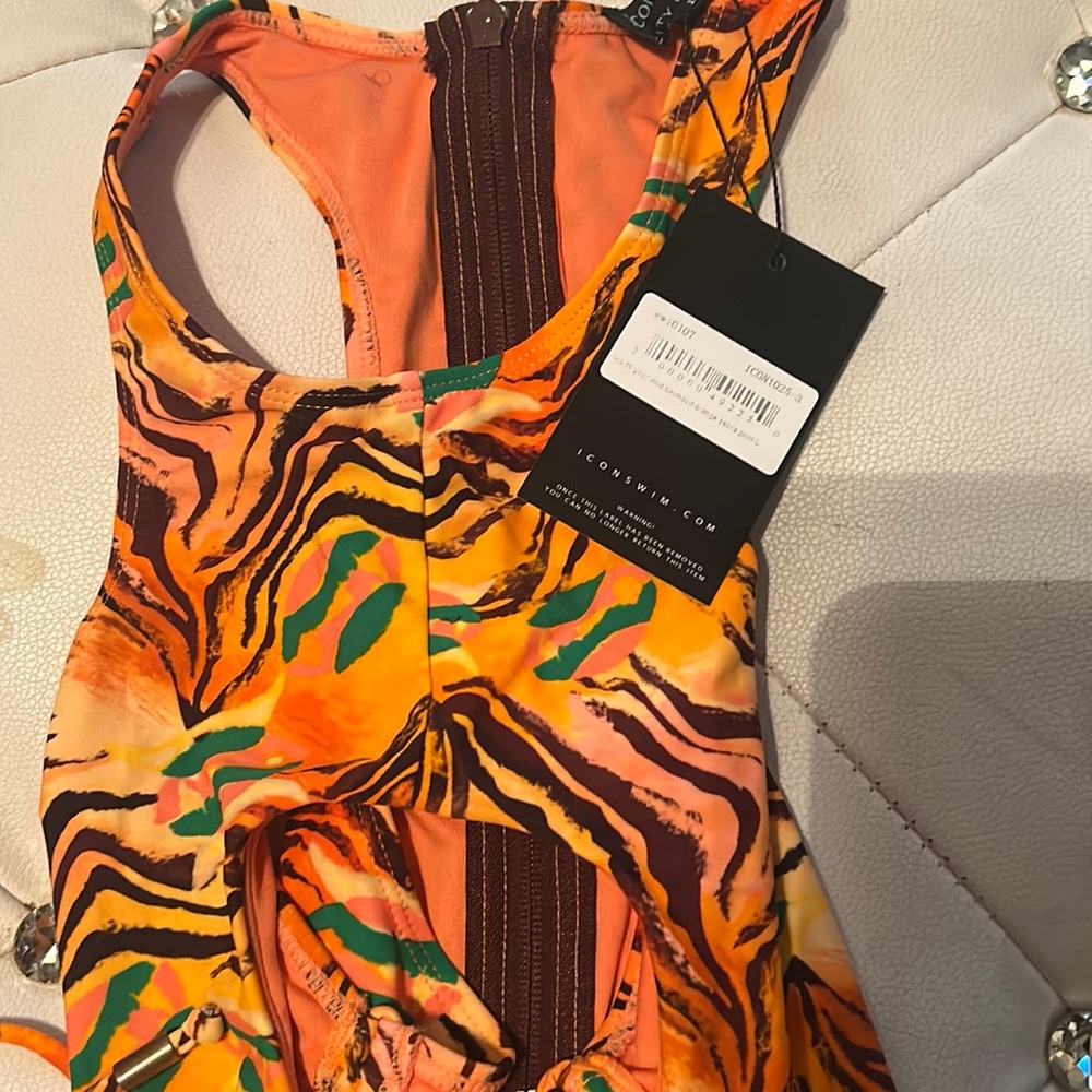 Icon Swimwear- Worth Your Wild -Orange zebra print